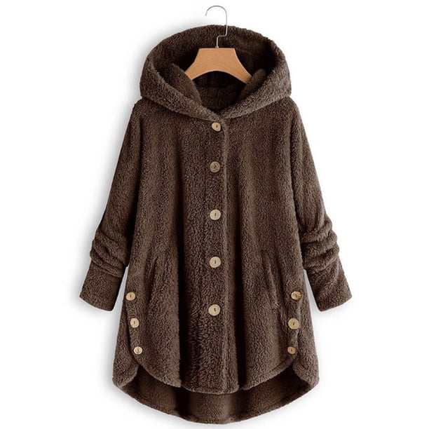 lcziwo Womens Sherpa Jacket with Hood Plus Size Cute Teddy Bear