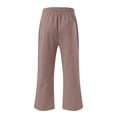 thumbnail image 5 of DPTALR Womens Casual Solid Color Elastic Loose Pants Straight Wide Leg Trousers With Pocket, 5 of 5