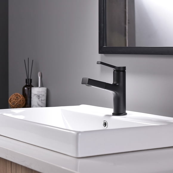SuoKom Bathroom Faucet Single Handle Bathroom Sink Faucet, Bathroom Vanity Sink Faucets with Faucet Supply Lines, 1 Or 3 Hole ,Black