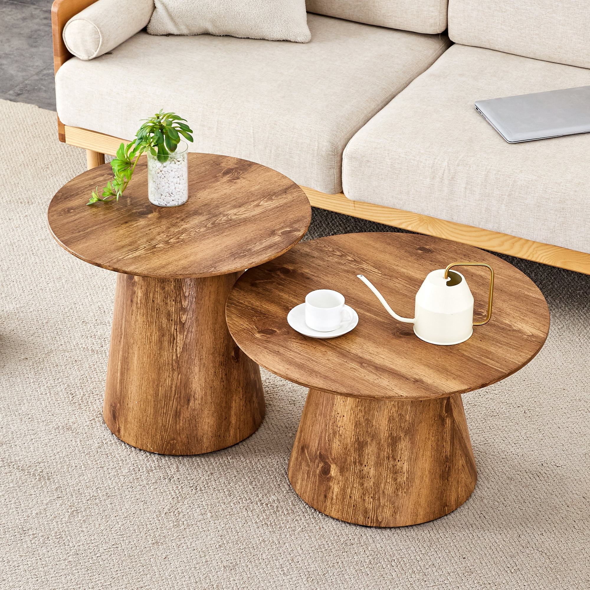 Noble House 23.6" Round Coffee Table,Minimalist Design,Wood