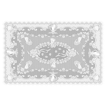 Christmas Table Cloth White Vintage Lace Round or Rectangle Polyester Table Cover for Indoor and Outdoor Holiday Party Decor