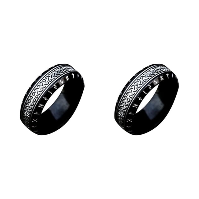 kurtrusly Unique Vintage Steel Ring Suitable For All Genders Gifts For Friends Metal Ring For Men Vintage Rings All black 7 2Set