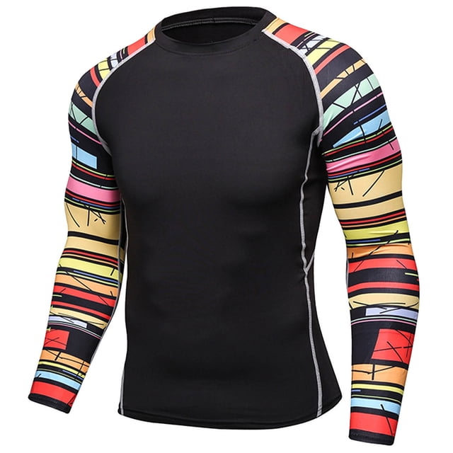 RUNQHUI Men's Long Sleeve Rash Guard Shirt Swimwear UV UPF 50+ Protection Swim Shirt Wetsuit Tops Type F XXL