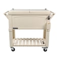 thumbnail image 1 of Permasteel 80 Qt Outdoor Patio Cooler – Cream, Faux Wood Design, Steel Construction, 1 of 7