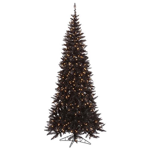Vickerman 7.5' Black Fir Slim Artificial Christmas Tree with 500 Clear Lights
