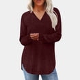 thumbnail image 2 of BLVB Chemises à Manches Longues Col en V pour Femmes Couleur Unie Décontractée Chandail Tunique Côtelé Léger, 2 of 7