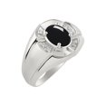 thumbnail image 4 of RYLOS Sterling Silver Ring 8X6MM Oval Gemstone & Diamond Unisex Rings Onyx October Birthstone Ring Size 13, 4 of 7