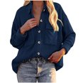 thumbnail image 1 of XZNGL Womens Long Sleeve Tops Womens Pockets Buttons Long Sleeve Tops Outwear Solid Color Turn-Down Collar Jacket Coat Womens Tops Long Sleeve Womens Jacket Winter Long Womens Coat, 1 of 5