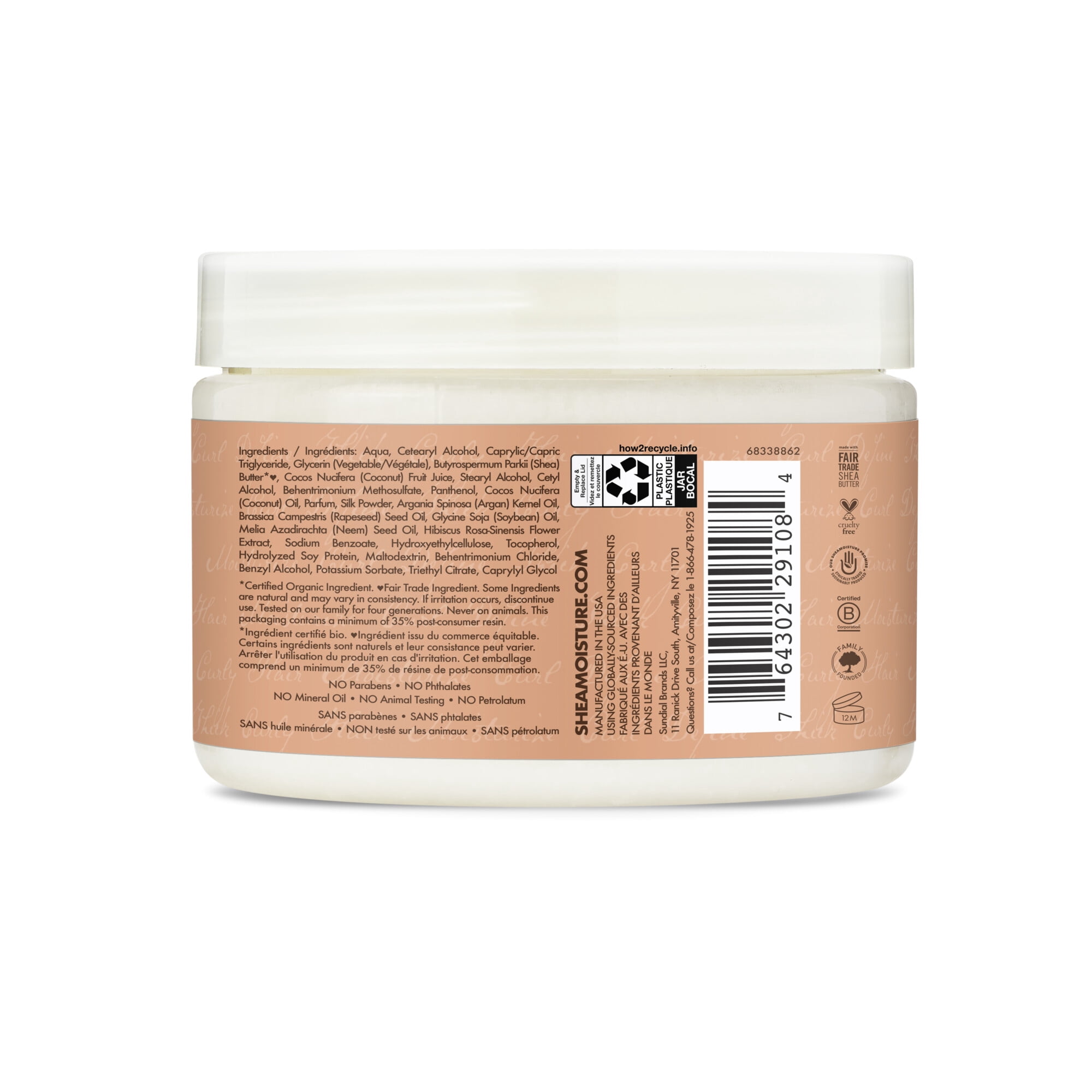 SheaMoisture Gel Soufflé Rehausse-Boucles Revitalisant en Profondeur Réparation Capillaire pour Cheveux Épais et Bouclés Noix de Coco & Hibiscus Sans Sulfates
