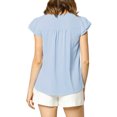 thumbnail image 3 of INSPIRE CHIC Women's Solid V Neck Cap Short Sleeves Work Blouse, 3 of 6