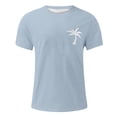 thumbnail image 3 of Caqnni Men's Texture Optimized Plus Size Tee Gentle Massage Effect Fabric Crew Neck Shirt for Relaxed Days and Sensitive Skin(Light Blue,2XL), 3 of 3