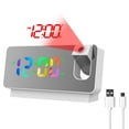 thumbnail image 1 of Projection Réveil Réveil Numérique Réutilisable avec Grand Affichage de 7,3 "USB A Mené l'Horloge Numérique avec Projecteur Rotatif 180 ° Projection de Réveil Portable pour la Chambre à Coucher, 1 of 10