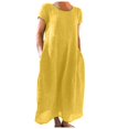 thumbnail image 1 of Kcodviy Robe d'Été Confortable et Ample pour Femme Longueur Genou Couleur Unie Manches Courtes Robes d'Été pour Femmes Robe Longue, 1 of 6