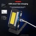 thumbnail image 4 of Graflsoa Lampe de Travail Portable COB LED avec Crochet Magnétique, Rechargeable par USB, 5 Modes d'Éclairage, Étanche pour Camping, Randonnée et Réparation de Voiture, Noir, 4 of 6