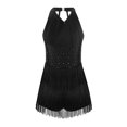 thumbnail image 2 of Ocealan Robe de Danse Latin Jazz pour Filles Enfants, Costume de Danse Tango Rumba Samba Scintillant, Justaucorps à Franges Noir 6, 2 of 5