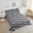 thumbnail image 4 of Erosebridal Modern Geometric Bedding Sets Queen with Comforter, Chic Check Duvet Insert, Minimalism Minimalst Reversible Bedding Queen Comforter Set, Ultra Soft Room Decorative, 3pcs, 4 of 8