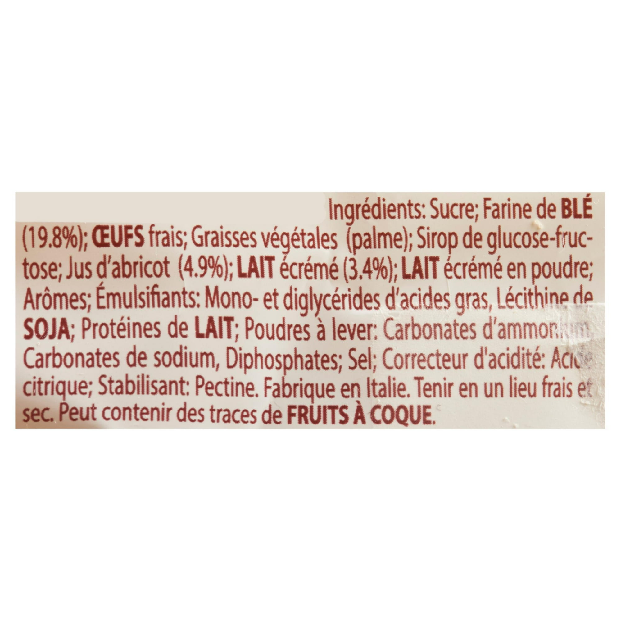 Collation gâteau éponge Trancetto de Balconi - abricot