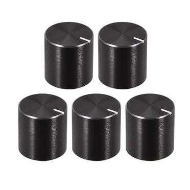 Unique Bargains 5 Pcs Bouton de Potentiomètre Arbre Moleté Aluminium Noir Surface Lisse Bouton de Contrôle du Volume 13mmx13mm