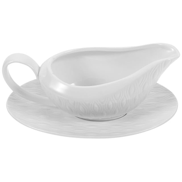 Miangastore Gravy Boat with Saucer Ceramic Gravy Boat Ceramic Milk Pitcher with Handle For Kitchen