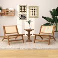 thumbnail image 4 of Costway Mid Century Modern Teak Wooden Chair with Handwoven Rattan Seat & Backrest, 4 of 8