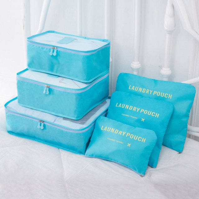 6 Set Packing Cubes With Shoe Bag - Carry On Luggage Travel Packing Organizers Housekepping Storage Bags