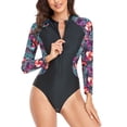 thumbnail image 1 of Maillot de Bain à Manches Longues Femme Maillot de Bain une-Pièce à Manches Longues pour Femmes Fermeture Éclair Imprimé Floral Maillot de Surf Robe à Manches Longues Femme Maillots de Bain à Manches Longues pour Femmes Robe à Manches Longues pour Femmes, 1 of 6