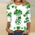thumbnail image 2 of Besolor Hauts pour Femmes de la Saint-Patrick Tendance Manches 3/4 T-Shirts Imprimés Shamrock Col Rond Mignon Tunique de la Saint-Patrick T-Shirt Hauts, 2 of 3