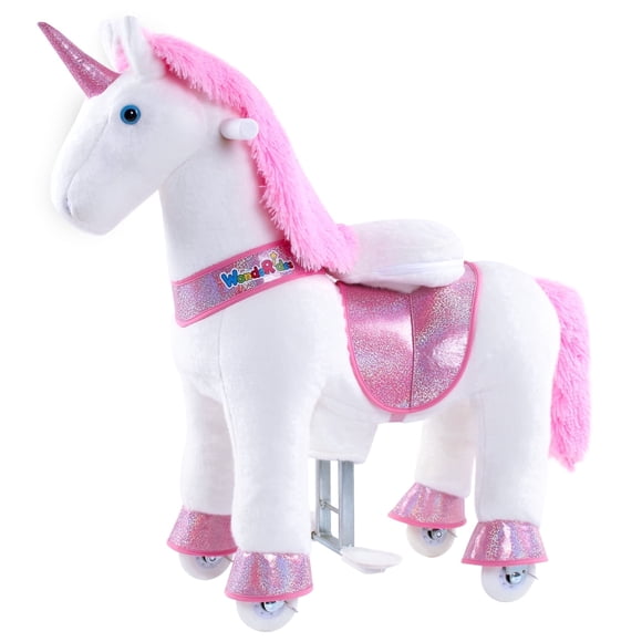 WondeRides Kids Ride on Rocking Horse for Boys and Girls for 3-5 Years Old, Plush Pony Ride on Horse With Wheels M331
