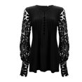thumbnail image 1 of Kcodviy Women's Spring and Autumn Ruffle Shirt Lace Sleeves Pressed Ladies Cotton Blouses Pleated Button Base Shirt Long Workout Tops for Women Top, 1 of 4