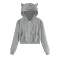 thumbnail image 1 of Chemise Décontractée à Manches Longues avec Poche Zippée pour Femmes, Sweat à Capuche Chat, 1 of 1