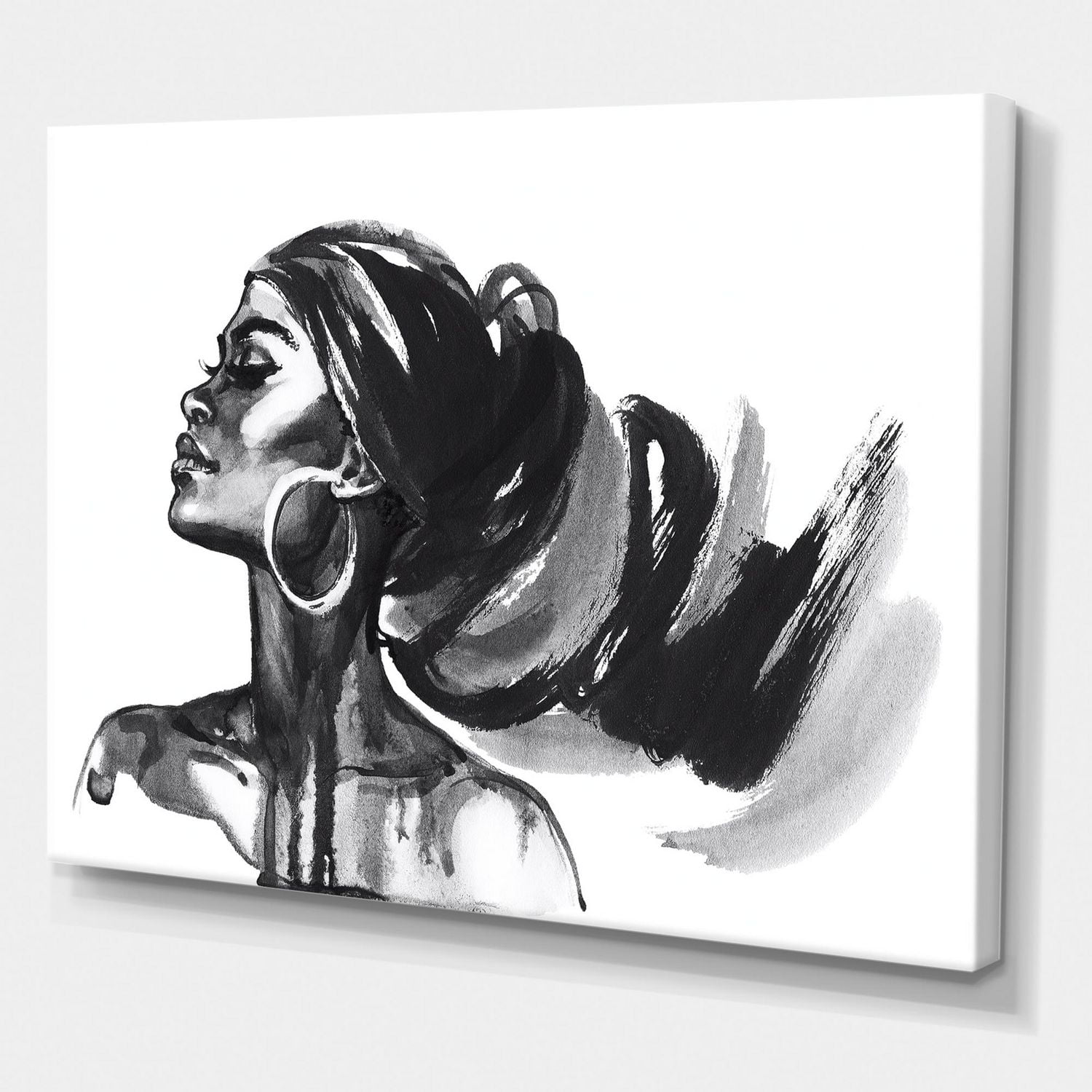Designart Portrait monochrome de femme afro-américaine IV Art mural sur toile
