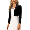 thumbnail image 4 of INSPIRE CHIC Boléros en Velours pour Femmes à Manches Longues, Cardigan Ouvert, Veste Boléro Courte, G Noir, 4 of 6