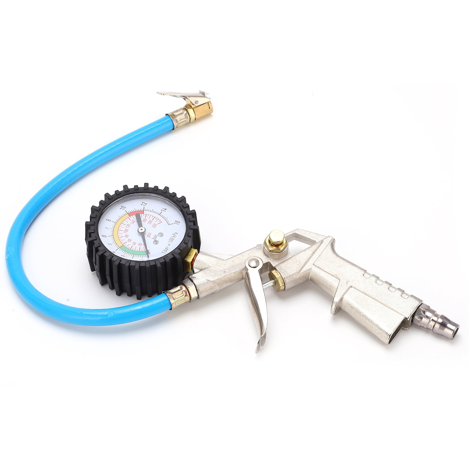 Air Tyre Inflator, Tire Inflator Pressure Meter Universal 0-230PSI 16Bar Durable  For Cars Trucks Motorcycles