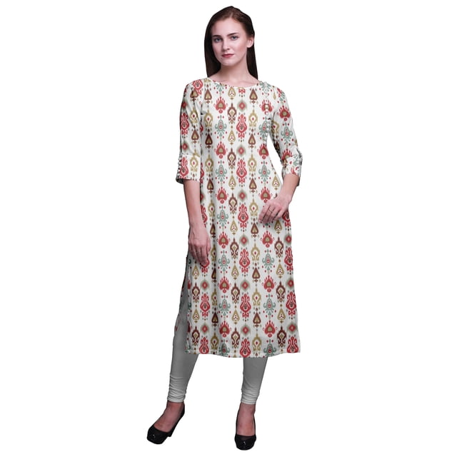 Bimba Robes Longues Droites pour Femmes Imprimées Manches 3/4 Vêtements Indiens