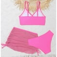 thumbnail image 3 of MIASHUI Kids Swimsuit Girls 3 Piece Bathing Suit Bikini Set with Ruched Cover Up Skirt,Pink,9-10 Years, 3 of 6