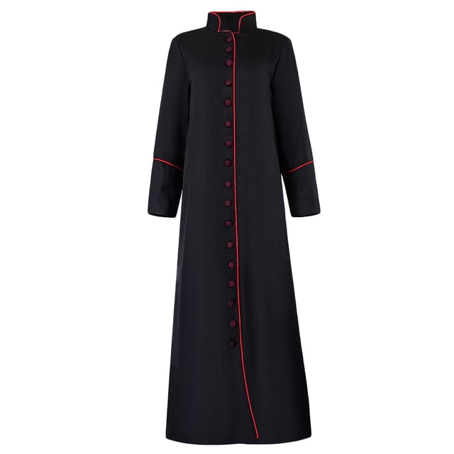 Penkiiy Priest Robe Dress for Men Clearance Men Solid Halloween Long-sleeved Button Robe Cosplay Coat Black Priest Robe Dress