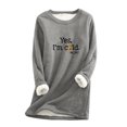 thumbnail image 2 of Hauts d'Entraînement pour Femmes Col Rond Poche Épaissie Peluche Chaude Manches Longues Hauts pour Femmes en Liquidation, 2 of 5