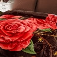 thumbnail image 4 of JML Couverture en Molleton Doux pour Lit Grand 75"x87 Pouces 5 Lb, Couverture Raschel 2 Plis Brun à Motif Floral, 4 of 7