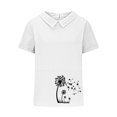 thumbnail image 4 of Jsaierl Chemises en Lin d'Été pour Femmes Imprimé Pissenlit Col à Revers Manches Courtes Blouses Simples Décontractées Polyvalentes, 4 of 4