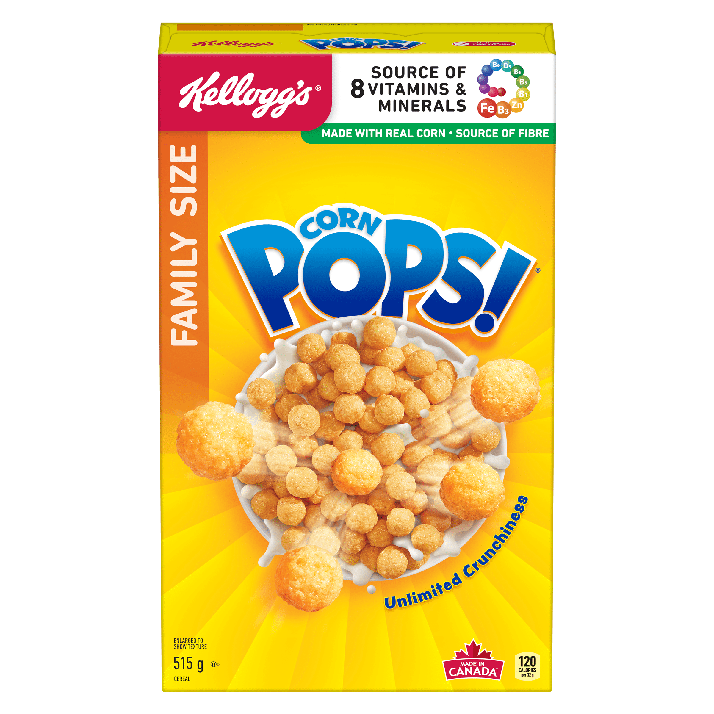 Kellogg’s Corn Pops Cereal,  Family Size, 515g