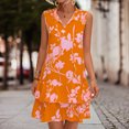 thumbnail image 1 of EGNMCR Robes de Fête pour Femmes Mode Femmes Été Décontracté Plissé Col en V Bandage Imprimé Floral Robe Caraco, 1 of 4