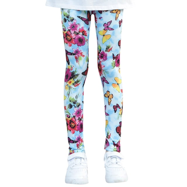 Kcodviy Enfants Filles Longueur Cheville Filles Survêtements Leggings Imprimé Fleur Classique Leggings Bébé Fille Pantalons Extensibles