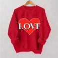 thumbnail image 1 of Styesk Chemises à Manches Longues pour Femmes Imprimé Cœur Hauts Confortables Doux Col Rond T-Shirts Chandail Mode Léger Chandail en Molleton Graphique de la Saint-Valentin Hauts Décontractés, 1 of 3