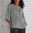thumbnail image 2 of 2025 Été Femmes 3 de Basiques T-Shirt à Manches Longues Femmes 4 Manches Col Rond Manches Longues Femmes Chandail de Course Imprimé Floral Haut Ample T-Shirts Tunique Décontractée Coton Spandex Chemises pour Femmes Tee, 2 of 4