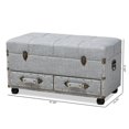 thumbnail image 4 of Baxton Studio Flynn Ottoman Coffre de Rangement à 2 Tiroirs Gris Rembourré, 4 of 12