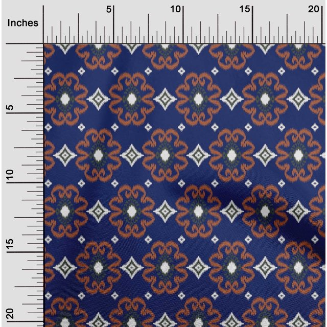 oneOone Viscose Chiffon Fabric Diamond & Swirl Ikat Decor Fabric Printed BTY 42 Inch Wide