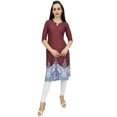 thumbnail image 2 of Bimba Tunique Imprimée pour Femme Kurti Kurta en Georgette Brune Blouse Indienne Longue-22, 2 of 9