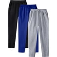 thumbnail image 1 of AherBiu 3PCS Sweatpants for Men Fleece Lightweight Drawstring Elastic Waisted Pants with Pockets Athletic Gym Running Trousers, 1 of 8