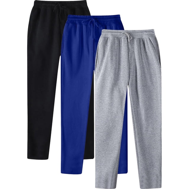 AherBiu 3PCS Sweatpants for Men Fleece Lightweight Drawstring Elastic Waisted Pants with Pockets Athletic Gym Running Trousers