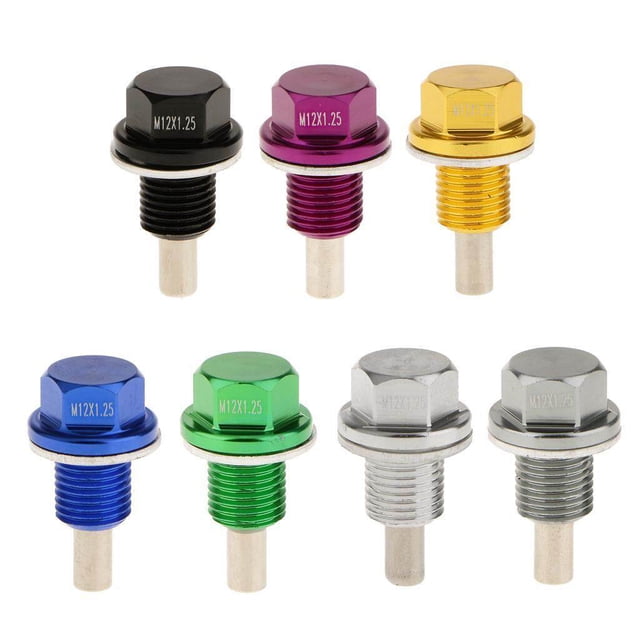 justharion M12X1.25 Anodized Magnetic Engine Oil Pan Drain Bolt Plug for Black